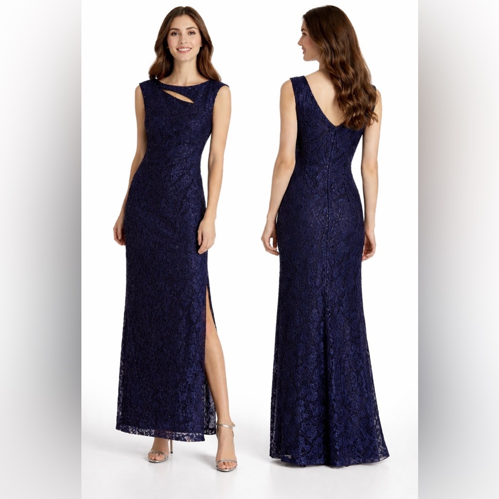 Connected Long Dress 10 Blue Sequin Stretch Wedding Party Cruise Washable NEW